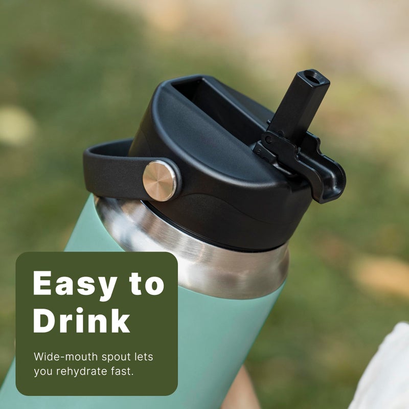 Diumepo Lid with Straw for Yeti Rambler Water Bottle 12 oz, 18 oz, 26 oz, 36 oz, 64 oz, Straw Cap with Dust Cover for Yeti Rambler, Leakproof, BPA Free (Seafoam) - Image 4