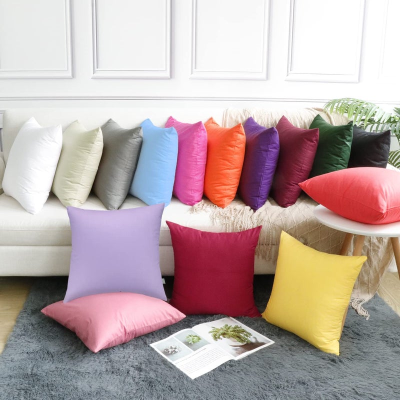 Thmyo 4-Pack 100% Cotton Comfortable Solid Decorative Throw Pillow Case Thmyo Square Cushion Cover Pillowcase Sublimation Blank Pillow Covers DIY Throw Pillowcase for Couch Sofa(18x18 inch/ 45x45cm Violet) - Image 4