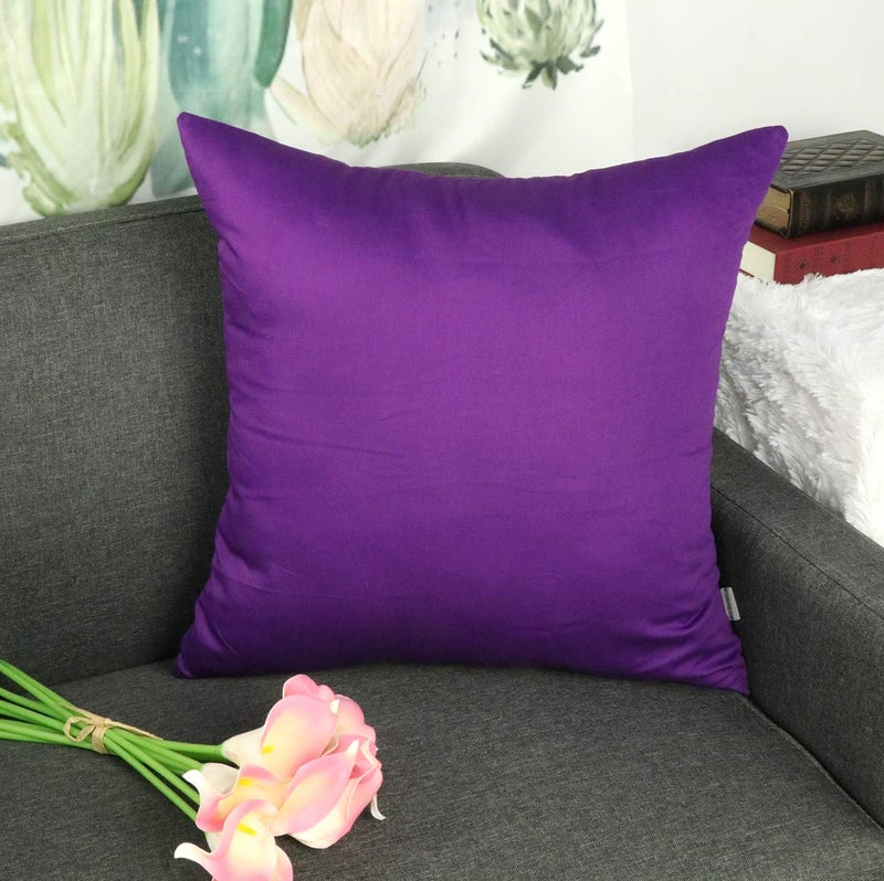 Thmyo 4-Pack 100% Cotton Comfortable Solid Decorative Throw Pillow Case Thmyo Square Cushion Cover Pillowcase Sublimation Blank Pillow Covers DIY Throw Pillowcase for Couch Sofa(18x18 inch/ 45x45cm Violet) - Image 3