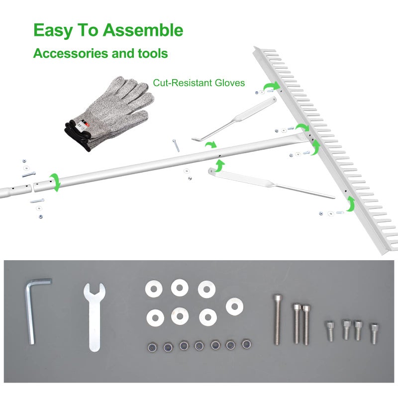 RUIJIU Landscape Rake 36 Inch Head, Leaf Rakes for Lawns with 67 Inch Handle,Aluminum Yard Tool for Loosening Soil, Landscaping Lawn Care , Lake Garden Pond and Beach Care - Image 5