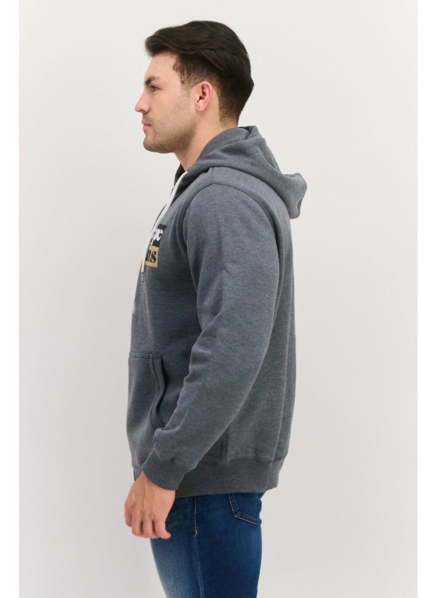 Pepe Jeans Men Hooded Brand Logo Long Sleeve Sweatshirt, Grey  - Image 2