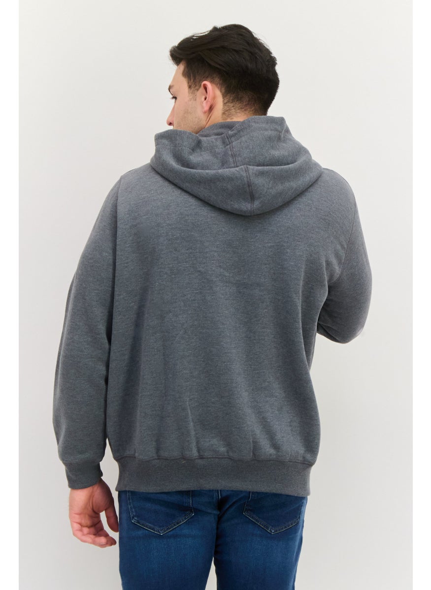 Pepe Jeans Men Hooded Brand Logo Long Sleeve Sweatshirt, Grey  - Image 3