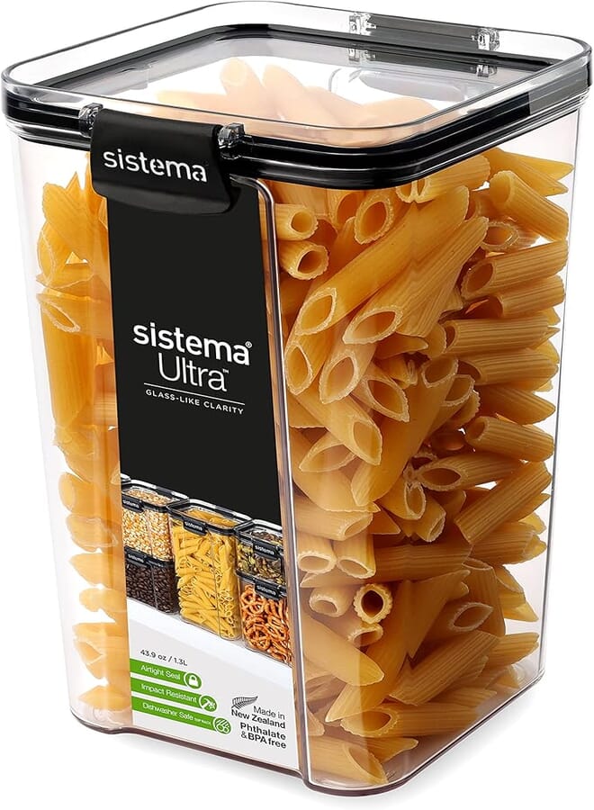 Sistema ultra collection square food storage container, 43.9 oz./1.3 l clear/black