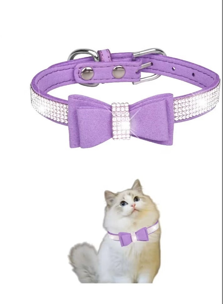 Cat Collar with Diamonds, Rhinestone Pet Collar Elastic Adjustable Collar Cat and Dog Small Pet Necklace Jewelry - Image 1