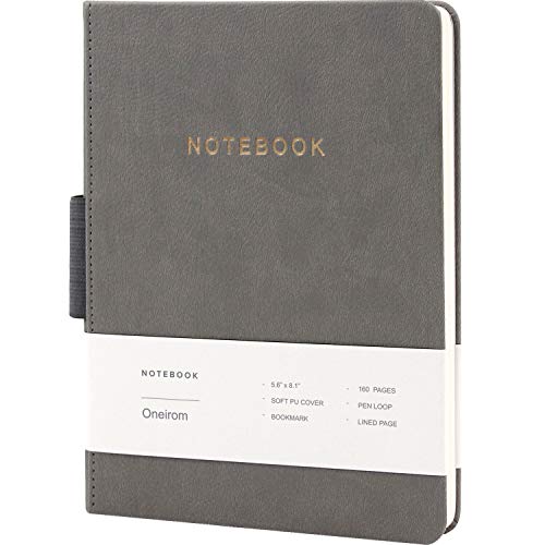 Oneirom Journal Notebook, Notebook Journal A5 Classic, 5.6 X 8.1 inche, Hard Cover, 160 Premium Thick Pages, Fine PU Leather College Ruled Notebook with Pen Holder and Ribbon Bookmark for Writing Note - Image 1