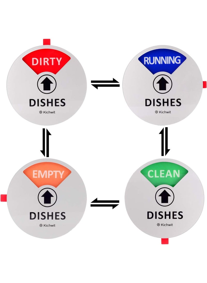 Dishwasher Magnet Clean Dirty Sign Indicator with Running and Empty Options, Works on All Dishwashers, Non-Scratch Strong Magnetic Backing, Residue Free Adhesive Included, 4 Inch, Silver - Image 1