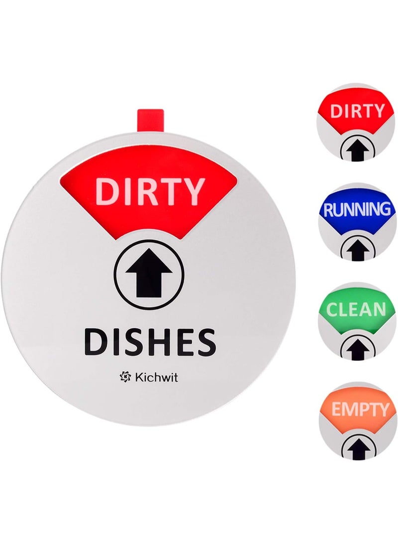 Dishwasher Magnet Clean Dirty Sign Indicator with Running and Empty Options, Works on All Dishwashers, Non-Scratch Strong Magnetic Backing, Residue Free Adhesive Included, 4 Inch, Silver - Image 4