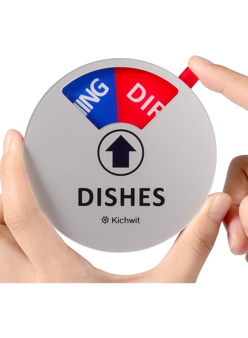 Dishwasher Magnet Clean Dirty Sign Indicator with Running and Empty Options, Works on All Dishwashers, Non-Scratch Strong Magnetic Backing, Residue Free Adhesive Included, 4 Inch, Silver - Image 2