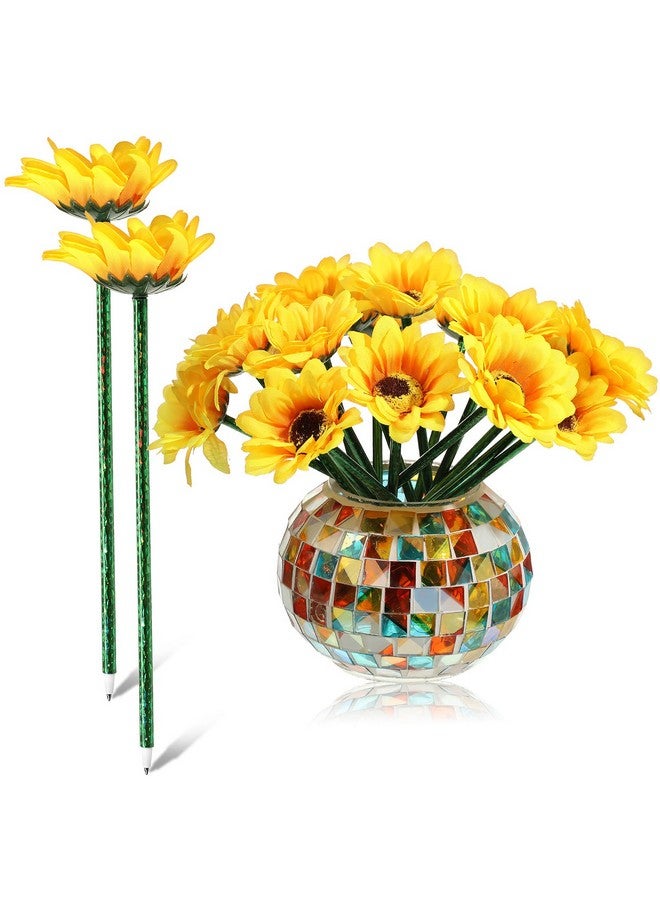 تشينكو أقلام حبر جاف على شكل زهرة عباد الشمس، أقلام حبر جل إبداعية 0.7 مم، قلم كتابة على شكل زهرة عباد الشمس للمدرسة والمكتب والمنزل، هدية للمعلم والطالب، ديكور حفلات (16 قطعة) - Image 1