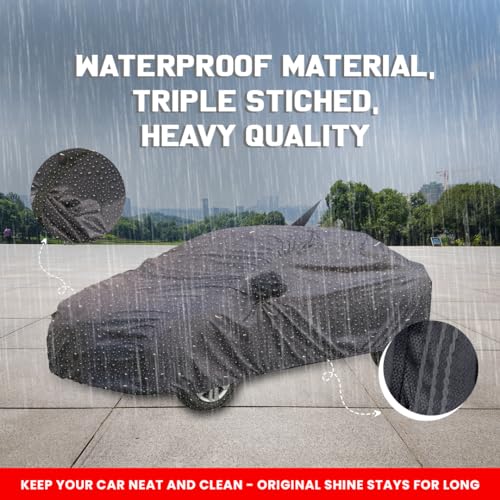 Autofact Baleno Waterproof Car Cover with Mirror & Antenna Pockets, Grey Color, 4x4 American Matty,Triple Stitched, Compatible with Maruti Baleno Car Cover (2015 to 2024), Baleno Car Accessories - Image 2