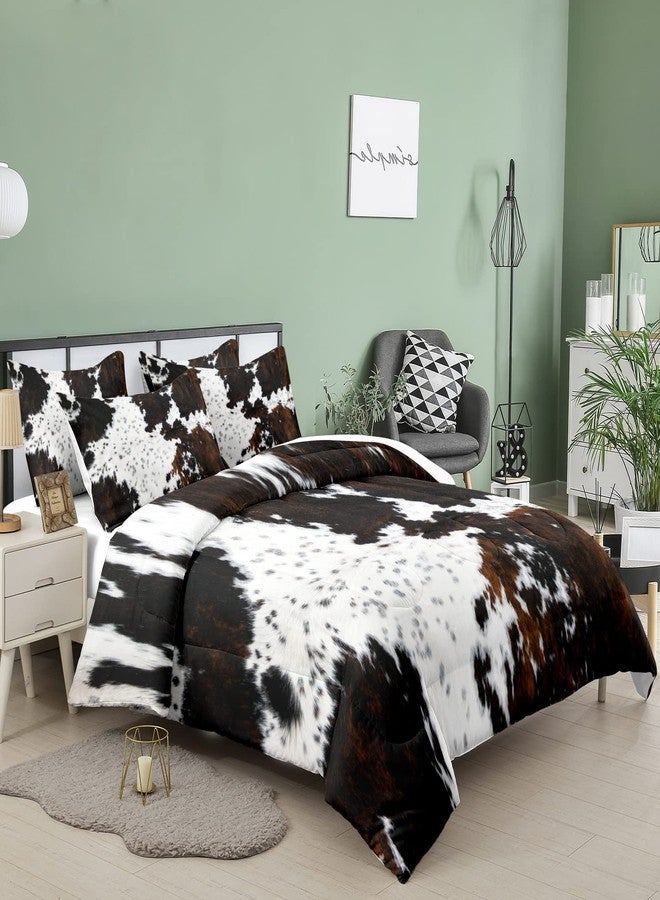 Tailor Shop Black White Cow Print Comforter Set Twin, Western Farmhouse Cow Print Bedding in A Bag, Rustic Cowhide Comforter Set with 1 Matching Pillowcase Bedroom Decor…… - Image 2