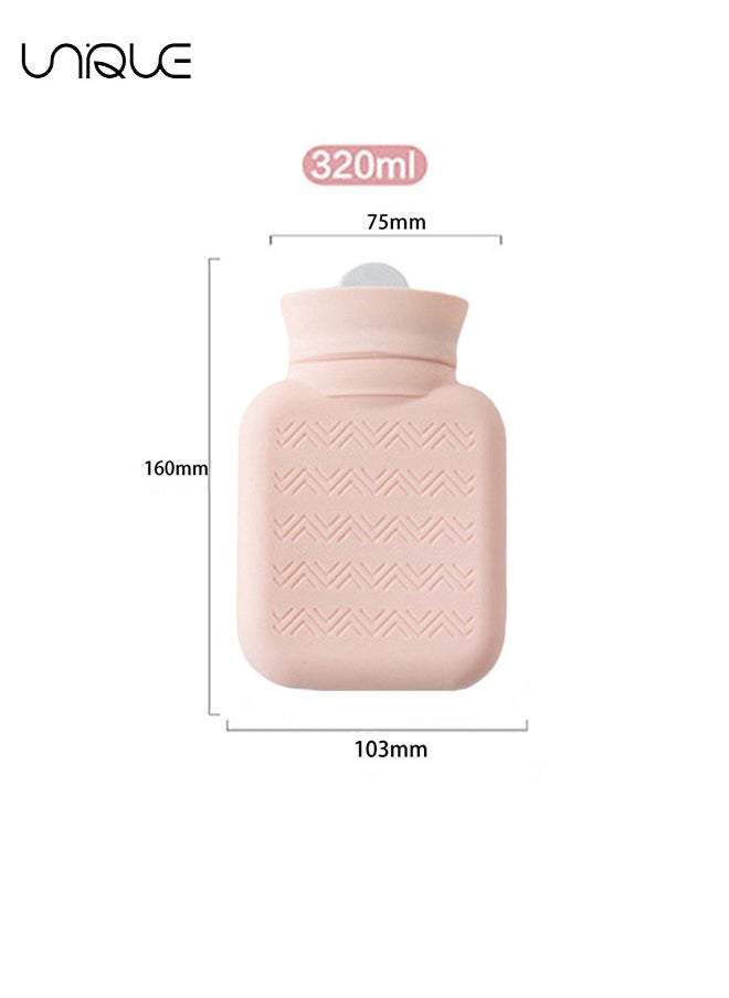 Unique 320ml Hot Water Bottle with Knited Cover, Mini Hot Water Bag for Pain Relief, Waist, Back, Neck, Shoulders, Small Leak Proof Hot Water Bottle with Removable Cover for Women, Kids, Best Gifts(Pink)  - Image 2