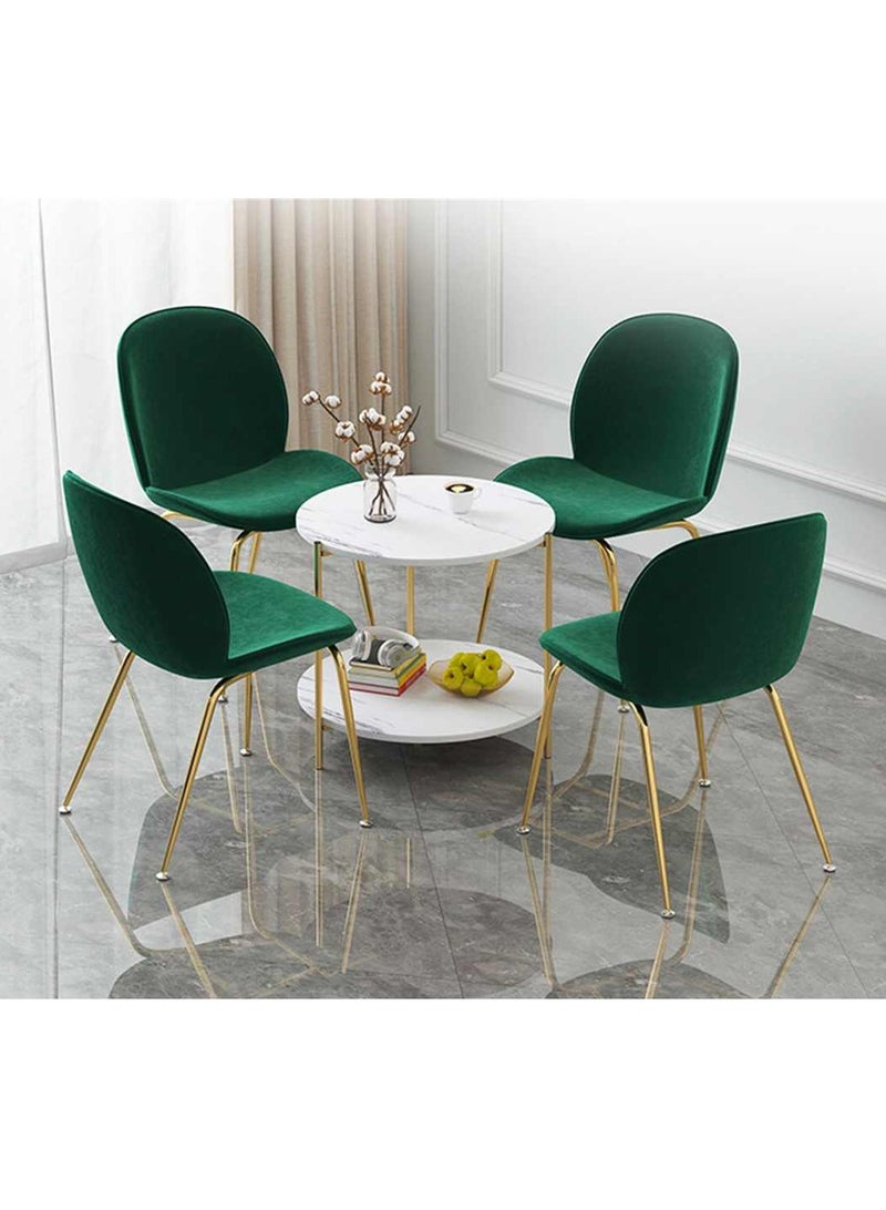 Modern Wooden Coffee Table Marble Texture Two Layers Round Living Room Sofa Side Table - Image 4