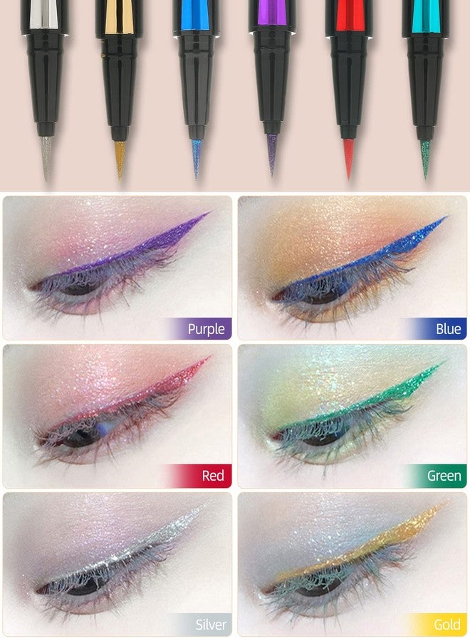LYSdefeu Glitter Eyeliner Liquid Liner Pen-2Pcs Blue Purple Metallic Satin Shimmer Sparkling Eye Liner Eyeshadow Makeup Pen, Long Lasting High Pigmented Waterproof Smudge-proof Eyeliner Pencil, Gift for Women - Image 3