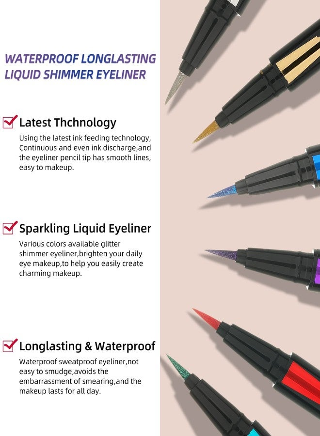 LYSdefeu Glitter Eyeliner Liquid Liner Pen-2Pcs Blue Purple Metallic Satin Shimmer Sparkling Eye Liner Eyeshadow Makeup Pen, Long Lasting High Pigmented Waterproof Smudge-proof Eyeliner Pencil, Gift for Women - Image 4