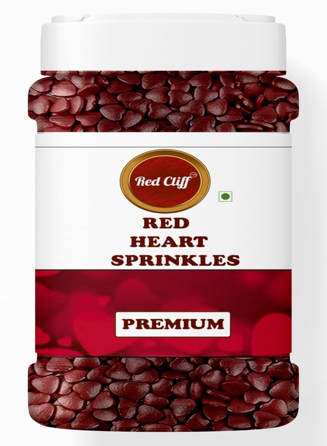 RED CLIFF Edible Red Heart Shape Sprinkles | Hearts Sweet Candy Topping for Cake Decor | Cake Decoration and Garnishing | (Red Heart Sprinkles | 100g |) - Image 1