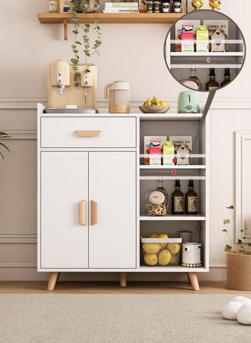 إكسبرت خزانة مطبخ متعددة الوظائف للمنزل وغرفة الطعام، خزانة ركن القهوة مع درج تخزين، خزانة جانبية مع طبقة قابلة للتعديل، خزانة تخزين المطبخ لغرفة الطعام، رف تخزين فرن الميكروويف في المطبخ-EI-208 - Image 4