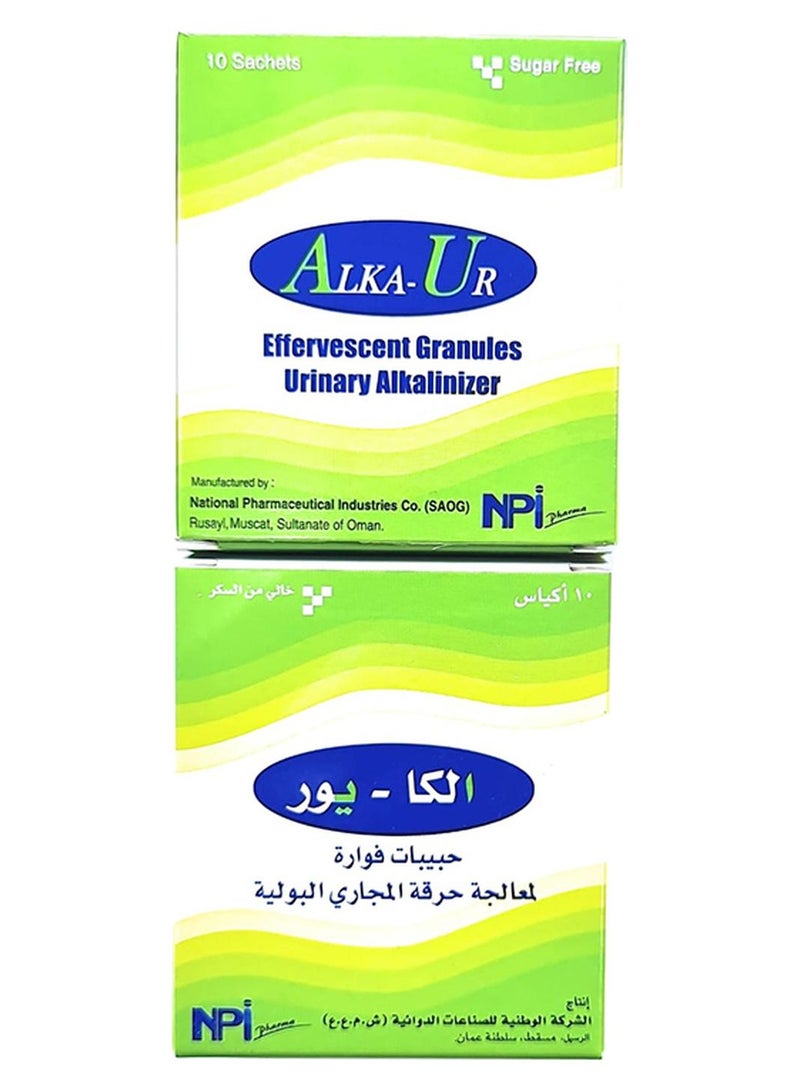 حبيبات فوارة قلوية للبول - 10 أكياس عبوة من قطعتين