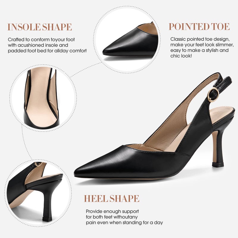 Rilista Women's Kitten Heels Pumps Pointed Closed Toe Wedding Party Dress Slingback Pump Shoes - Image 5
