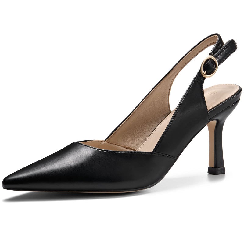 Rilista Women's Kitten Heels Pumps Pointed Closed Toe Wedding Party Dress Slingback Pump Shoes - Image 1