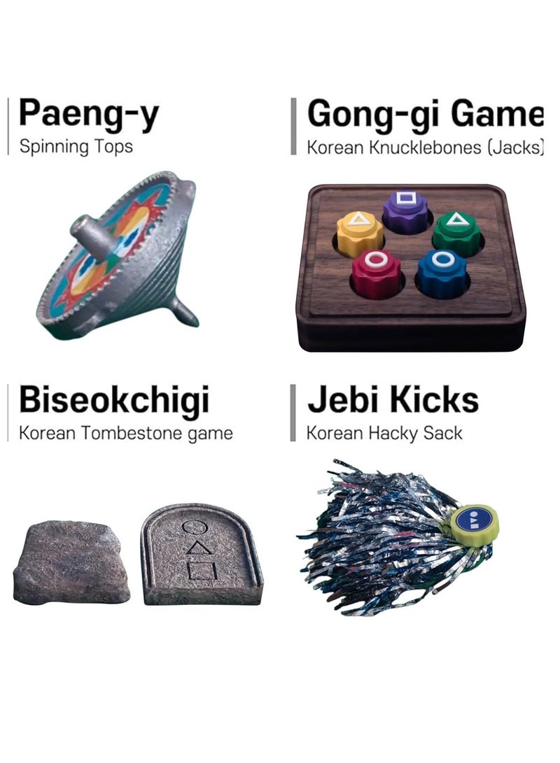 NIBEMINENT Korean Traditional Play Game, Korean Folk Game Set - Gong-gi, Biseokchigi, Jebi chagi, Paeng-y, DDAKJI Game Set, Family Travel Game (1 set) - Image 2