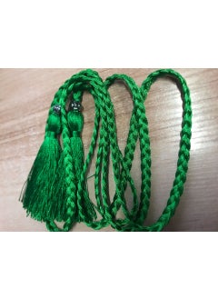 Braided Tassel Belt Ladies Skinny Butterfly Knot Emerald green