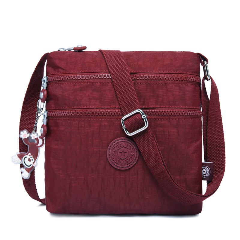 Fashionable Nylon Casual Shoulder Bag T0910 Bordeaux