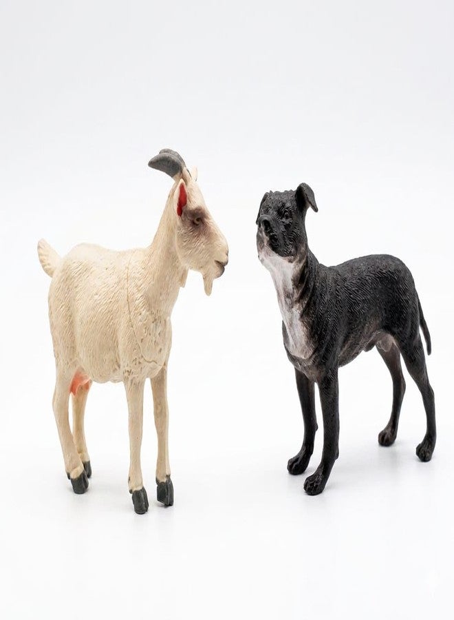 VEDY Plastic Toy Animal Figurine Set, Goat and Dog, Small Size, for Kids - Image 1