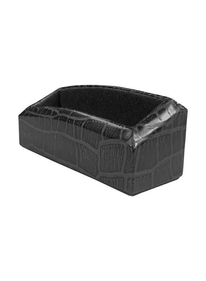 Dacasso Black Crocodile Embossed Business Card Holder, Leather, 11.1 x 4.11 x 4.45 cm - Image 2
