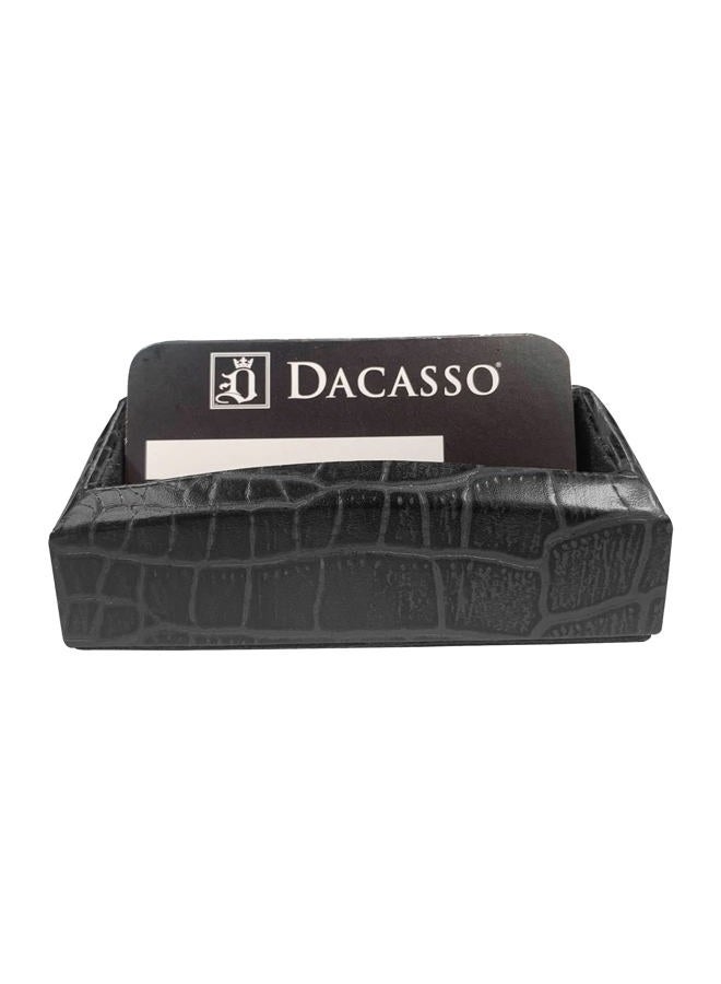 Dacasso Black Crocodile Embossed Business Card Holder, Leather, 11.1 x 4.11 x 4.45 cm - Image 1