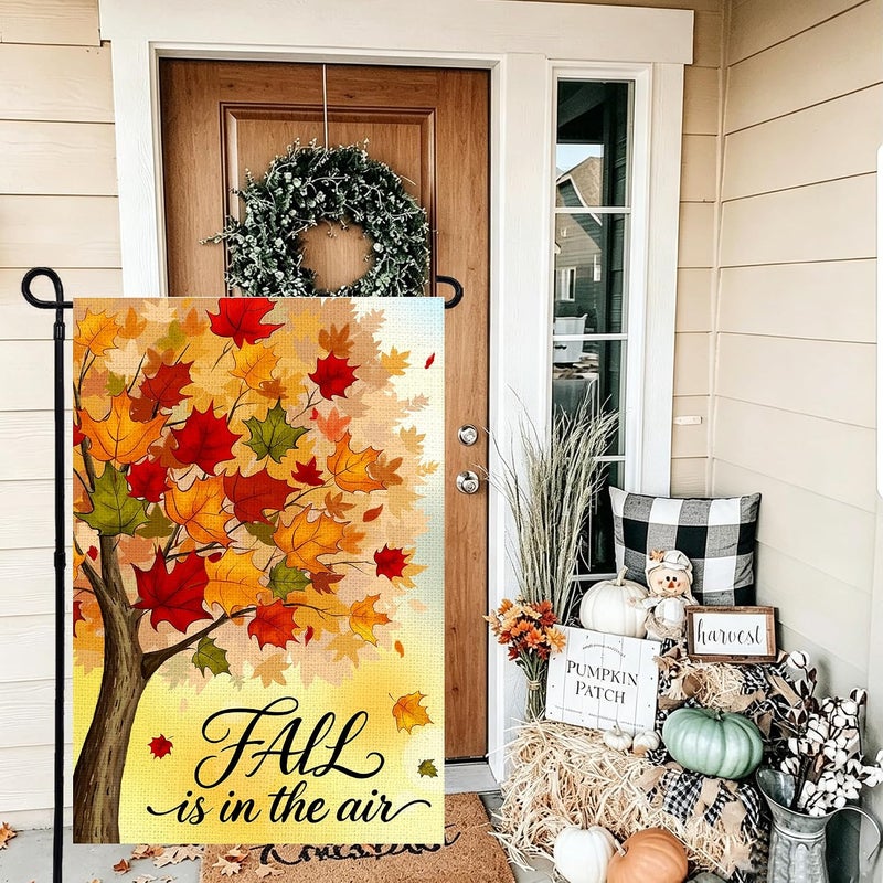 Agroon Fall Garden Flag 12x18 Inch, Double Sided Autumn Tree Maple Leaves Burlap Flag for Yard Outdoor Decoration - Image 2