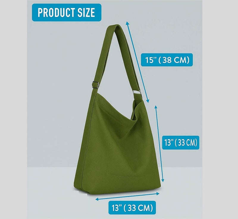 Lify حقيبة كتف قماشية كبيرة الحجم للنساء بتصميم ريترو - 1 قطعة - Image 2