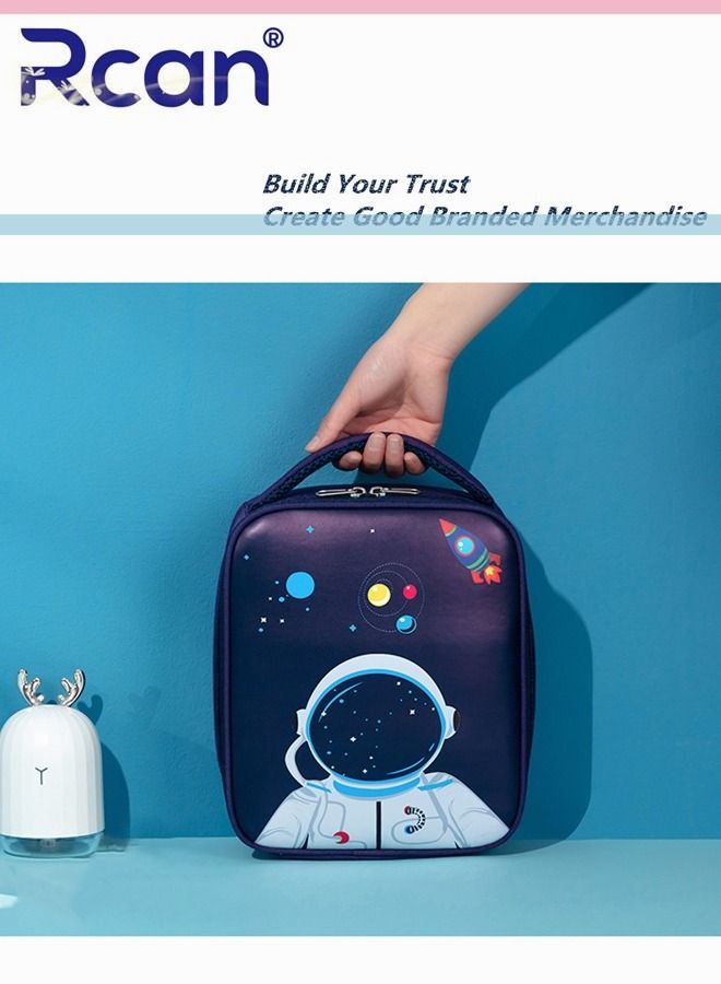 Rcan Cartoon Astronaut Tote Bag Lunch Bag Portable Insulation Lunch Bag Ice Bag For Kids Girl Women Picnic School Office  - Image 2