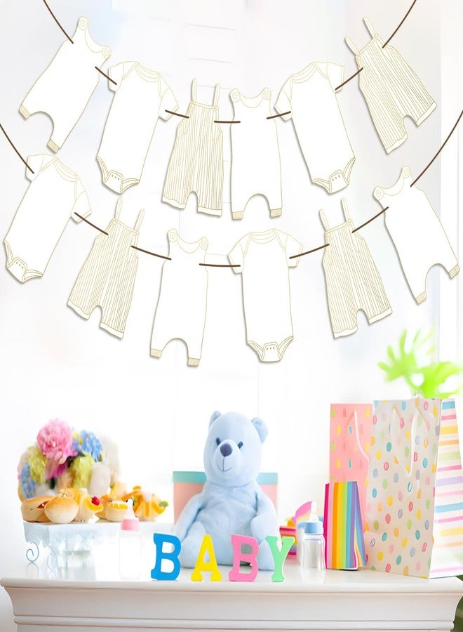 ELEFOCUS Neutral Baby Shower Bunting - 12Pcs Banner for New Baby Party Decor (Gold) - Image 4
