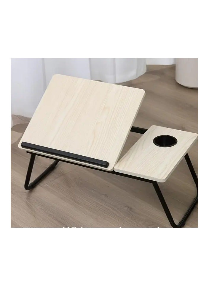 Generic Adjustable Bed Desk for Laptop, Foldable Portable Lap Desk with Cup Holder, Lazy Notebook Computer Stand, Multifunctional Wood Fiber Board Table - Image 1