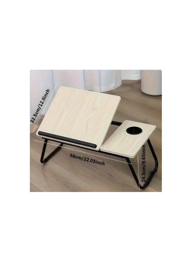 Generic Adjustable Bed Desk for Laptop, Foldable Portable Lap Desk with Cup Holder, Lazy Notebook Computer Stand, Multifunctional Wood Fiber Board Table - Image 4