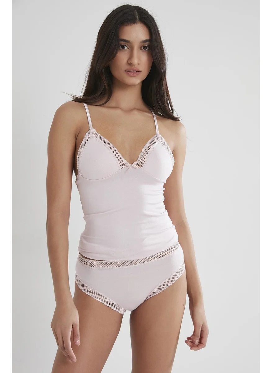 بيير كاردان Lace Combed Cotton Athlete Panties / Camisole Set - 305