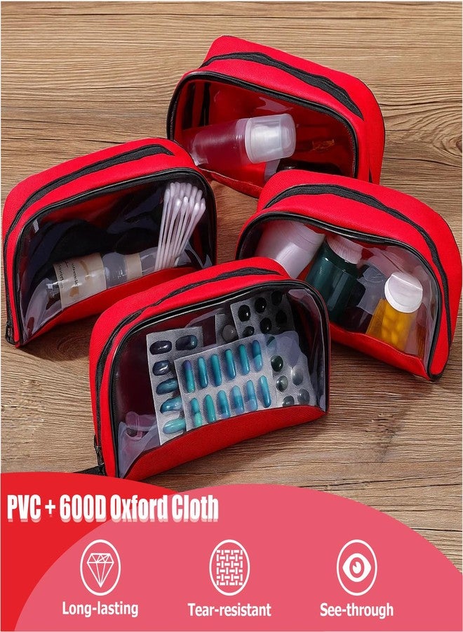 BAOZENP Empty First Aid Pouch - Color Coded Emergency Organizer Bag with Zipper & Transparent Window, Med Supplies Storage for Travel, Camping, Office, Car & Home, 5Pcs (Red) - Image 3
