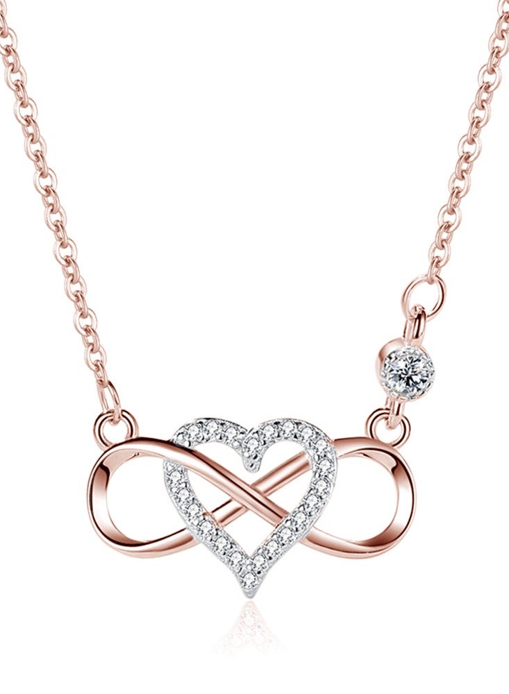 Women's Necklace,S925 Sterling Silver Heart with Butterfly Bow Pendant with Chain,Fashion Jewelry Necklaces Gift for Women,Girlfriend,Wife,Lovers,Dating,Birthday-Rose Gold - Image 1