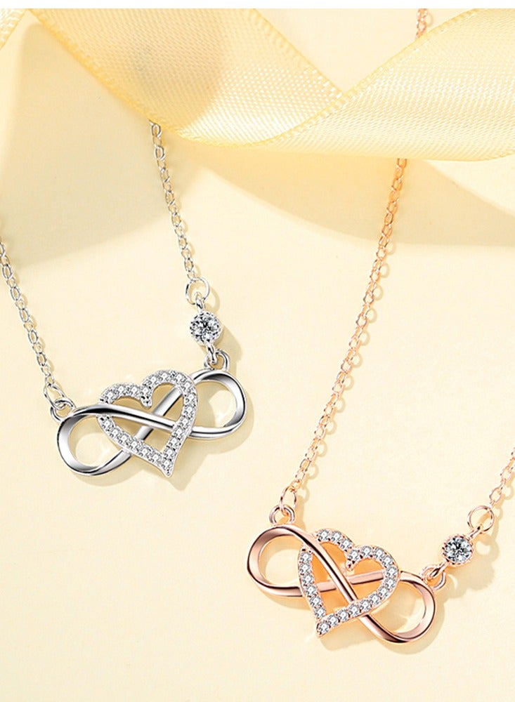 Women's Necklace,S925 Sterling Silver Heart with Butterfly Bow Pendant with Chain,Fashion Jewelry Necklaces Gift for Women,Girlfriend,Wife,Lovers,Dating,Birthday-Rose Gold - Image 3