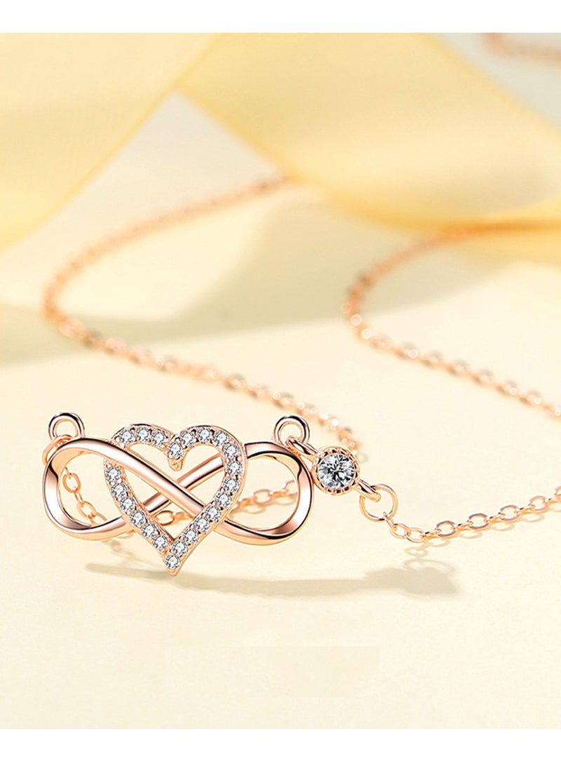 Women's Necklace,S925 Sterling Silver Heart with Butterfly Bow Pendant with Chain,Fashion Jewelry Necklaces Gift for Women,Girlfriend,Wife,Lovers,Dating,Birthday-Rose Gold - Image 4