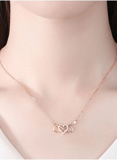 Generic Women's Necklace,S925 Sterling Silver Heart with Butterfly Bow Pendant with Chain,Fashion Jewelry Necklaces Gift for Women,Girlfriend,Wife,Lovers,Dating,Birthday-Rose Gold  - Image 5