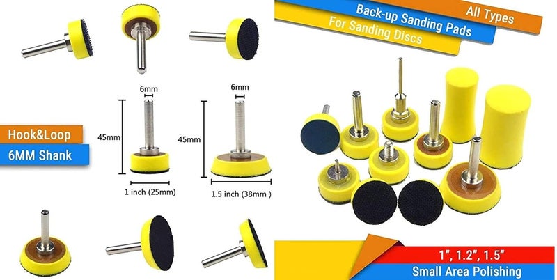 DIY Crafts CTDIYHI46033 1 Inch 6MM Shank 1 x 1 inch 6mm Mounted Shank Backup Sanding Pads for - Image 2