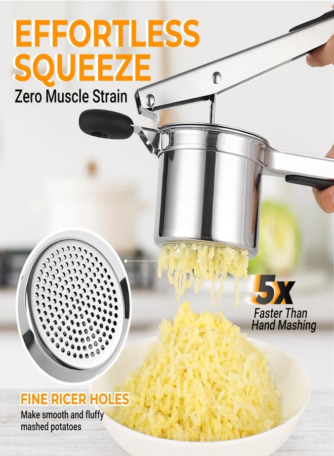 Amroicus Potato Ricer Stainless Steel, Large Potato Masher 15oz, Heavy Duty Ricer Kitchen Tool for Perfect Mashed Potatoes, Potato Press and Mash Kitchen Gadget, Spaetzle Maker for Noodle - Image 3