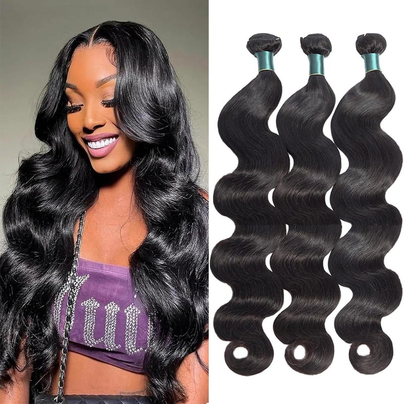 Superfect Human Hair Bundles 20 22 24 Inch Body Wave Bundles Human Hair 12A 100 Unprocessed Brazilian Virgin Hair Weave 3 Bundle Natural Black Color 20 22 24 Body Wave