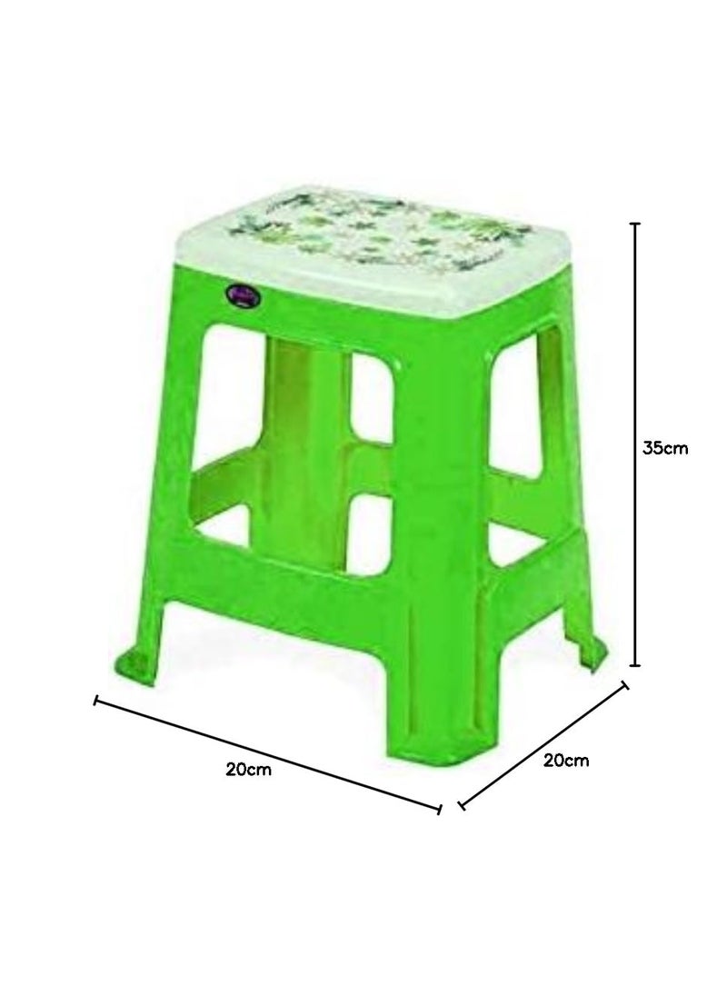 NILKAMAL Nilkamal Printed Stool (STL 24) for Home Elegant Design (Green)  - Image 2