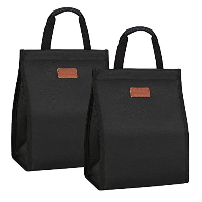 Lunch Bags for Women Insulated Reusable Lunch Tote with Internal Pocket, Lunch Tote bag for Work (Black