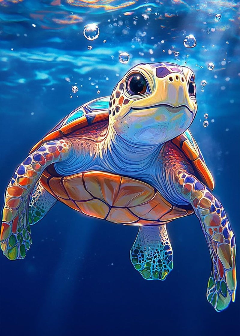 KINPLUB Sea Turtle Diamond Painting Kits for Adults Beginners, Turtle Diamond Art Kits for Adults, DIY Full Drill Round Gem Art Dots for Home Wall Decor 12x16 Inch - Image 1