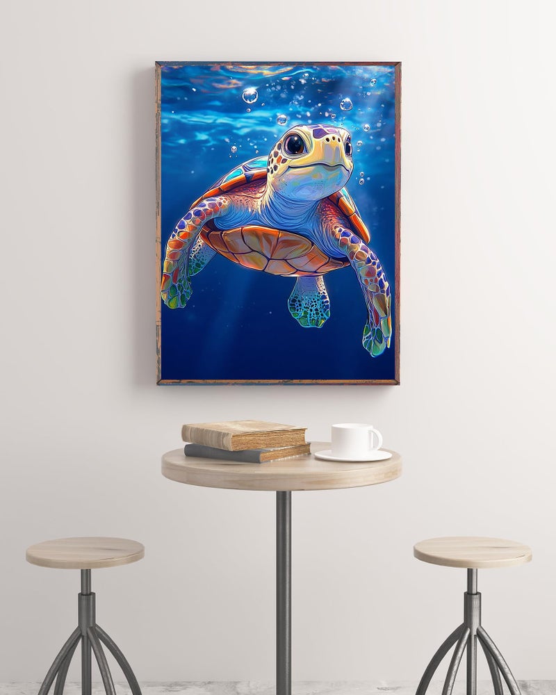 KINPLUB Sea Turtle Diamond Painting Kits for Adults Beginners, Turtle Diamond Art Kits for Adults, DIY Full Drill Round Gem Art Dots for Home Wall Decor 12x16 Inch - Image 5