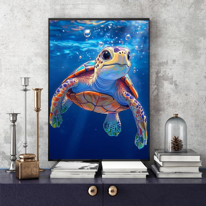KINPLUB Sea Turtle Diamond Painting Kits for Adults Beginners, Turtle Diamond Art Kits for Adults, DIY Full Drill Round Gem Art Dots for Home Wall Decor 12x16 Inch - Image 2